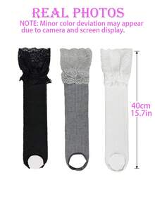 STAR RIVER Lace Trim White Stirrup Leg Warmers, Ballet Style Open Toe Leg Covers, Suitable For Daily Casual, Dating, Back To School - Multicolor - View 6
