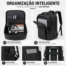 Kamufle Mochila Notebook Trabalho Viagem Executiva Moderna Reforçada - Cinza - Visão 5