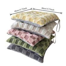 1pc Winter Plush Plaid Seat Cushion, Thickened Non-Slip Chair Pad For Office And Student Chairs, Long-Sitting Cushion - Multicolor - View 7