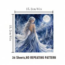 36 Sheets Winter Fantasy Scrapbook Paper, 6x6 Inch Enchanted Ice Castle Craft Paper, White Peacock, Unicorn & Snow Queen Ephemera For Junk Journals, Art Collage, And DIY Cards. - Square - View 4
