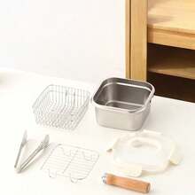 Square Deep Fryer With Frying Basket, Wooden Handle Stainless Steel Mini Fryer, Detachable Handheld Basket Design, Multi-Functional Deep Mini Fryer, Oil-Saving Small Fryer, Suitable For Frying Onion Rings, French Fries, Chicken Nuggets, Snacks, Compatible With Induction Cooktop And Open Flame, Home Kitchen Frying Tool, Oil Filtration Integrated Pot, Portable Small Deep Fryer, Kitchen Frying Cooking Tool, Family Fried Chicken, Fried Shrimp, Fried Food Dedicated Cookware - View 3
