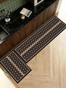 1 Pieza Alfombra de Cocina con Patrón de Flores Escarchadas Marrones, de 3.5 Mm de Goma Suave que Absorbe el Agua y es Fácil de Limpiar. Adecuada para Pasillos, Baños, Salas de Estar, Alfombras de Puerta Exterior y Toiletes. Utilizable Durante Todo el Año y para Diversas Festividades. - Multicolor - Ver 7