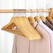 10pcs Wooden Hangers With Anti-Slip Bar, Suitable For Clothing Stores, Hotels, Home, Home Decor, Travel Essentials, Room Decoration, Storage, Clothing Organizer, Storage Rack - View 6