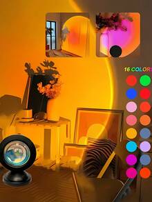 1pc Sunset Lamp With Remote Control, Atmosphere Light, INS Photography, Decorative Lamp, Sunset Lamp For Bedroom, Bedside Projection Desk Lamp, Sunset Dusk Lamp, USB Interface Room Decor Holiday Gift - Sunset Light - View 2