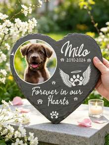 1pc Personalized Pet Memorial Stone, Customized Pet Memorial Stone With Photo, Pet Tombstone, Pet Memorial Gift, Dog Sympathy Gift - Multicolor - View 5