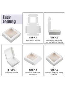 5/10/30pcs White Small Gift Boxes With Transparent Display Window, Suitable For Jewelry, Soap, Candy Packaging, Handmade Paper Boxes, Decorative Flat Gift Boxes, Can Be Used For Gifts, Handicrafts, Wedding Parties And Bridal Showers - White - View 4