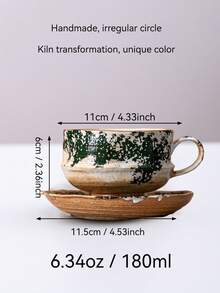 1 Stück/2 Stücke Vintage Craquelé-Glasur Keramik Tasse & Untertasse Set, japanischer Stil Kaffeetasse, nordischer Nachmittags-Tee & Frühstücks-Tasse, Schulanfang - Verschiedenfarbig - Übersicht 23