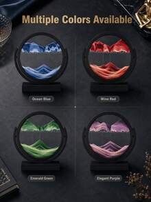 Dynamic 3D Quicksand Art Decorative Round Glass Mountain Landscape Desktop Ornament, Each Gentle Rotation Of The Frame Reveals A New 3D Sand Pattern, Rotating Stand Supports Free Angle Adjustment, Flip Timer Sand Painting, Suitable For Home Decor, Art Collection, Housewarming Gift, Office Desk Decoration, Birthday And All Holiday Creative Gifts - Black - View 11