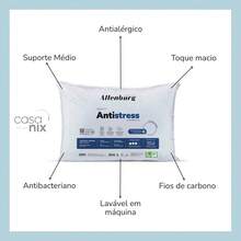 Travesseiro De Cama Altenburg Antistress Com Fios De Carbono 50X70cm Suporte Ideal Dormir de Lado - Branco - Visão 7