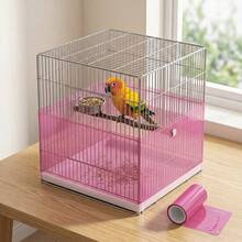 2 Rolls Transparent Disposable Bird Cage Protective Film, Adjustable And Trimmable Width, Splash Guard, Waste Collection Cover, Suitable For Parrots, Lovebirds And Sun Conures Indoor Bird Habitat Cage Decoration Accessories - View 10