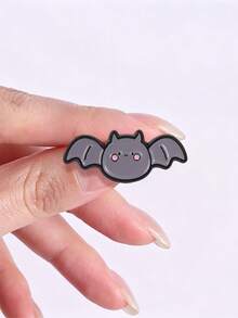 Cute Cartoon Bat Enamel Pin, Spooky‑Cute Halloween Lapel Brooch For Backpack Jacket - Dark Grey - View 7
