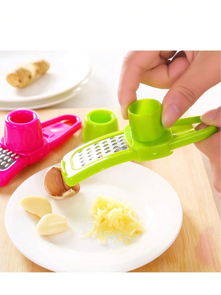 1pc Kitchencraft Manual Garlic Press & Grinder, Durable Plastic Material, Easy To Use, Multifunctional Portable Garlic Chopper & Crusher, No Electricity Required, Outdoor Kitchen Tool, Essential For Camping, Dining & BBQ - Multicolor - View 1