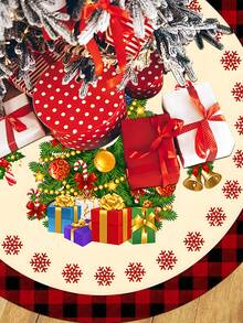 1/100Pcs Christmas Tree Skirt, Christmas Tree Matching Black & Red Buffalo Plaid Theme, Round Base, Diameter 60/90CM Optional; Suitable For Winter Party And Home Holiday Decoration, Ideal Christmas Tree Decoration. - Multicolor - View 2