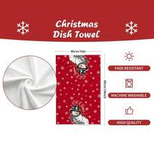A Set Of 2 Pieces Christmas Themed Towels, Designed With Snowman And Christmas Tree Pattern Prints. Water Absorbing, Reusable, Suitable For Room Decoration, Kitchen And Bathroom Towels. Ideal Christmas Gift For Party Decoration And Home Decor. - Multicolor - View 5