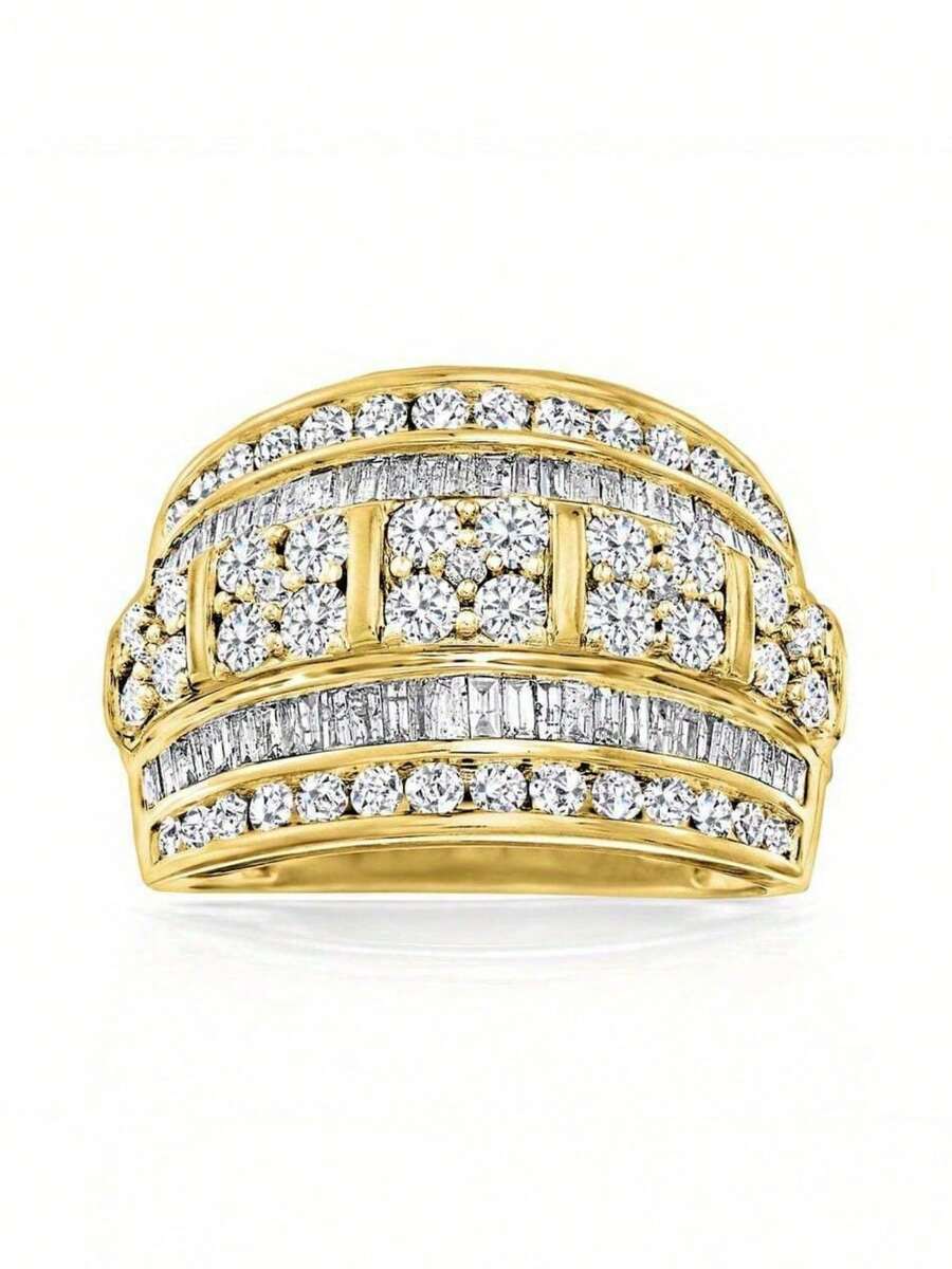 Elegant Luxury Multi-Layer Synthetic Cubic Zirconia Wide Ring, Designed For Women, Exquisite Jewelry Accessory For Festivals, Weddings And Parties, Graceful Jewelry, Perfect Anniversary Gift