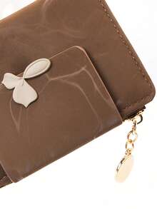 MINGYOU Fashion Soft Textured Handheld Short Wallet Zipper Coin Purse - Chocolate Brown - View 3