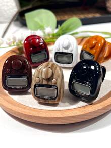 New Wood Grain Electronic LED Counter, Middle East Arabic LED Digital Display Portable Ring Counter, Stress Relief Hand-Press Counter, Faux Wood Grain Pattern Design, Compact And Convenient For Carrying, Suitable For Prayer Counting, Business Counting, Sports Counting, Daily Home Counting And More, Also A Great Choice For Holiday Gifts - Multicolor - View 2