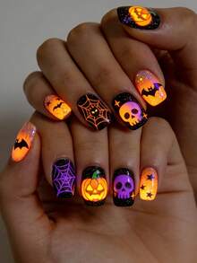 Set Halloween Terbaru, Bubuk Kuku Aurora Bunglon Optik, Bubuk Kuku Tahan Lama Tidak Pudar Cocok untuk Semua Warna Kulit, Bubuk Kuku Eksklusif Pesta Halloween, Seri French, Bubuk Kuku Aurora Optik Berkilau - MultiWarna - View 8