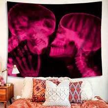 A Machine-Washable Tapestry Featuring A Design Of A Couple Kissing In A Dark Setting. Perfect For Enhancing The Decor Of A Living Room, Bedroom, Or Office, And Suitable For Use In Any Season-Available In Multiple Sizes. - Multicolor - View 5