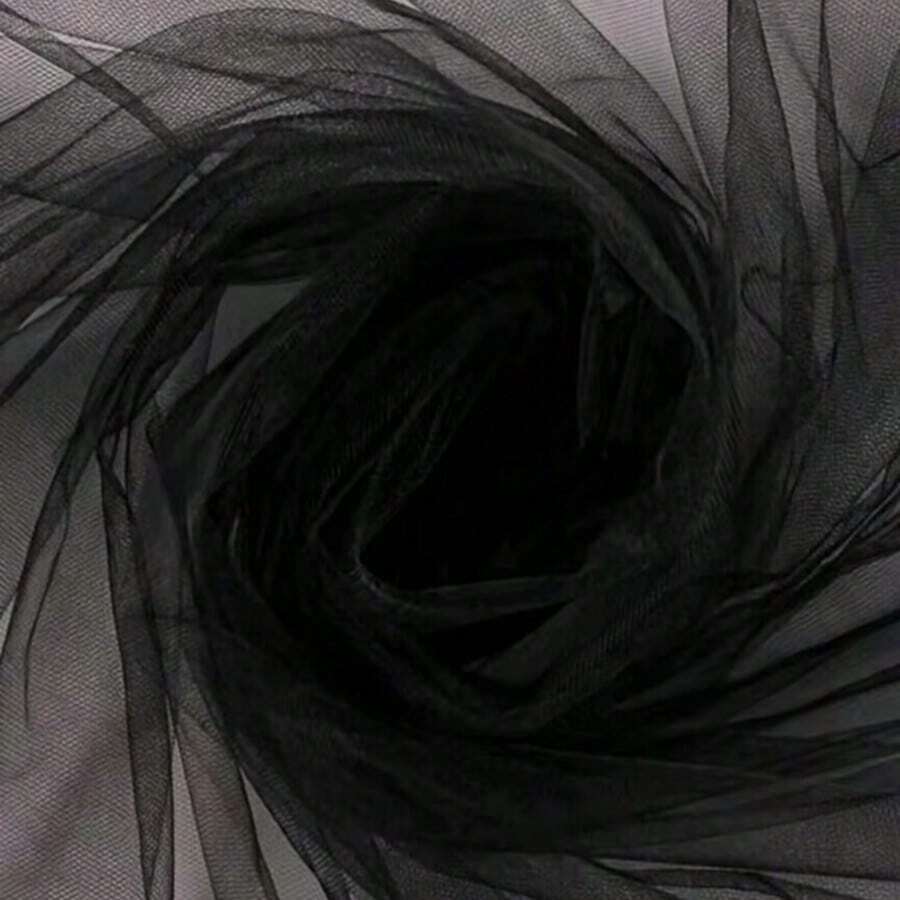 1pc Black Wedding Tulle Fabric, 100% Polyester Mesh, Suitable For Party Decoration, Ballet Skirt, Table Skirt, Handmade Crafts, DIY Ribbon - Black Decorative Tulle - View 1