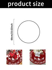 1/100Pcs Christmas Tree Skirt, Christmas Theme Santa Claus & Reindeer Red, Round Base, 60/90CM Diameter Optional; Suitable For Winter Party And Home Holiday Decoration, Ideal Christmas Tree Decoration - Multicolor - View 9