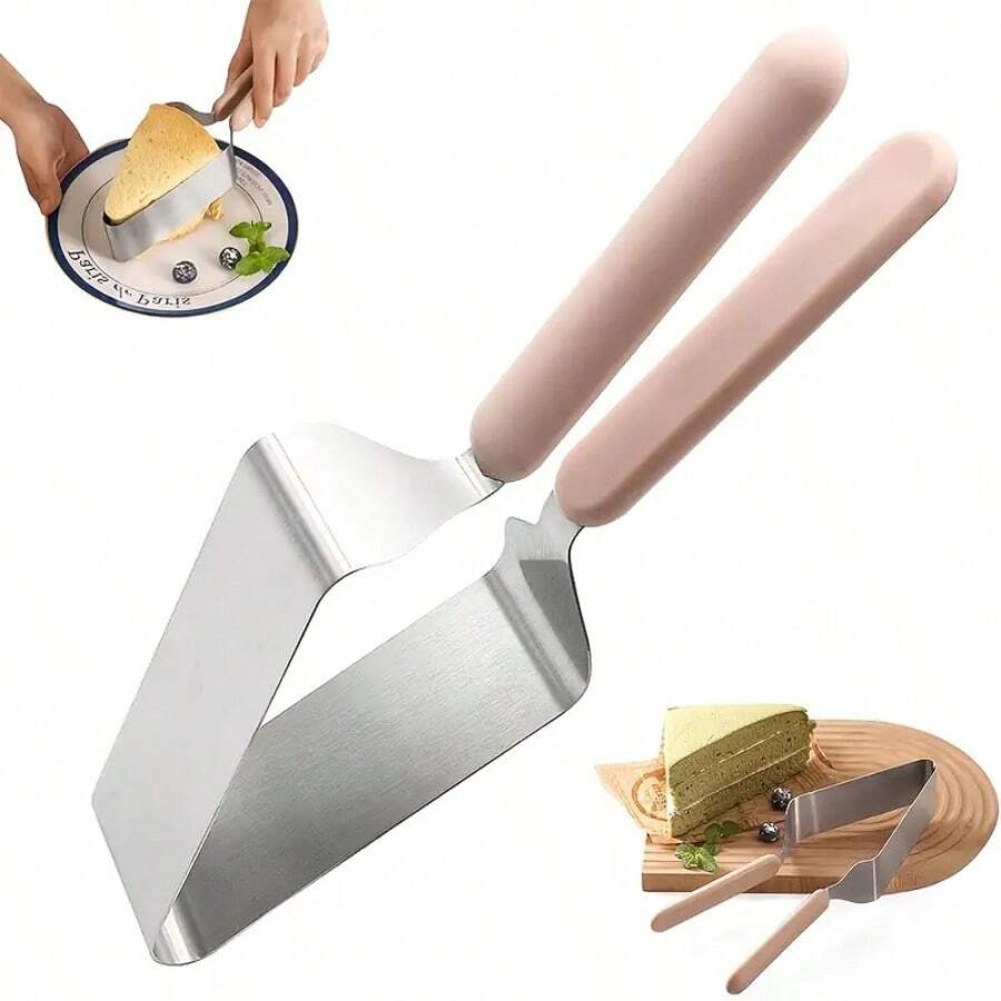 Triangular Cake Slicer & Server, Ergonomic Non-Slip Grip Handle For Effortless Holding, Sturdy & Durable Without Bending, Evenly Slices & Portions Cakes, Transfers Whole Cake Slices, Essential Tool For DIY Dessert Decorating & Home Baking, Smooth Operation For Cream Cakes & Mousse Cakes, Suitable For Birthday Parties, Weddings, Valentine's Dates, Family Gatherings, Kitchen Dessert Serving Baking Accessory