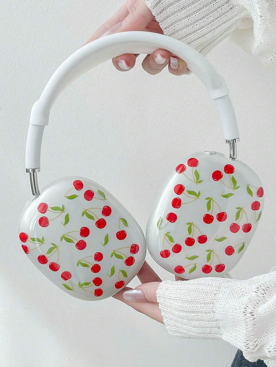 1pc All-Over Print Cherry Apple Headphone Bluetooth Earphone Protective Case - Multicolor - View 1