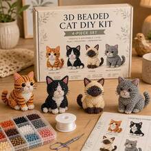1件 3D串珠動物套裝，升級版串珠刺繡套件附英文說明書，高級手工串珠套裝，適合初學者與手工藝愛好者，DIY藝術與家居裝飾 - 多款 - 查看 12