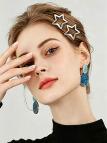 60/40/20pcs Gold Five-Pointed Star Hair Clips, Silver Women's Side Bangs Bare Clips, Hair Clips, Loose Hair BB Clips - Multicolor - View 3