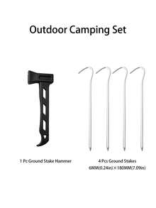 1 Set Palu Pasak Tenda Kemah dan Kit Pasak Berbentuk J dari Baja Tahan Karat, Set Alat Pemasangan Tenda Kemah Luar Ruangan Ringan - MultiWarna - View 12
