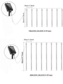 Lampu Hias LED Tenaga Surya Bentuk Hujan Meteor - 8 Tabung, 30CM/192LED, 45CM/288LED, Lampu Hias Tahan Air Bentuk Hujan, Cocok untuk Taman, Halaman, Pesta, Berkemah, Atap, Natal, Pagar, Pernikahan, Dekorasi Musim Gugur, Lampu Dekorasi Gantung untuk Suasana - Rangkaian lampu tabung meteor surya - View 6