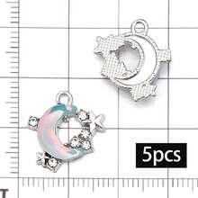 5/20pcs Blue Rhinestone Charms Star Moon Bat Heart Dolphin Shell Butterfly Pendant For DIY Bracelet Necklace Earring Y2K Jewelry Making Findings - Blue - View 28