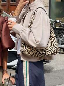 Women's Striped Loose Long Sleeve Polyester Regular Jacket, Suitable For Spring And Autumn Casual Wear - Apricot - View 4