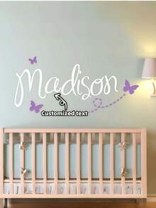 Kids Name Wall Decal Girls Room Butterfly Vinyl Sticker(Sticker Only) - Multicolor - View 1