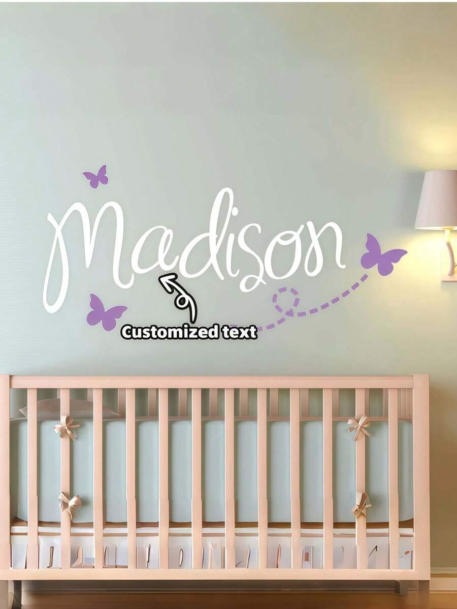 Kids Name Wall Decal Girls Room Butterfly Vinyl Sticker(Sticker Only) - Multicolor - View 1