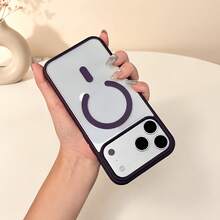 Phone Case: Compatible With New 18 17 16 15 14 13 Pro Max Series, Wireless Charging Compatible, Colored Edges, Transparent Minimalist Back, Shockproof And Anti-Drop, Protects Your Phone. - White - View 8