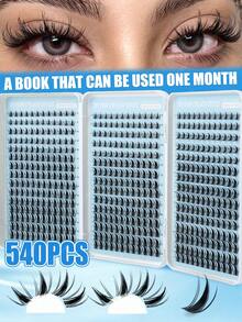 540Pcs Spiky Manga Lash Clusters Kit, Anime Individual Cluster Lashes 8-16mm Mixed Length DIY Eyelash Extension Set With Lash Bond & Seal, Tweezers & Brushes, Segmented Fake Eyelashes For Beginners - White - View 11