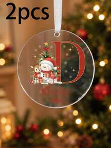 Custom Monogram Christmas Ornament, Personalized Name & Initial Tree Hanging Decor, Festive Snowman Holiday Accent, Customized 2026 Christmas Keepsake, Customizable Christmas Tree Decoration, Gift For Family And Friends, Room Decor, Christmas Gift - Style B - View 14