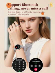 D8 女款智慧手錶 Elegant Moment Light Bloom，1.27 吋 360*360 HD 全觸控螢幕，可接聽/撥打電話，超清晰螢幕健身追蹤器，心率/睡眠/血氧監測，相容 iPhone/Android，110+ 種運動模式 - 彩色 - 查看 9