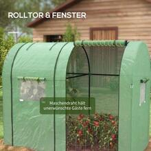 Greenhouse With 2 Roll-Up Doors, Windproof With Side Windows, UV Protection, PE Tomato House For Garden - 綠色 - 查看 6