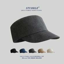 Women's Flat‑Top Equestrian Cap, Linen‑Blend UV Protection Riding Hat, Solid Color British Style Lightweight Breathable Duckbill Hat For Spring Summer Outdoor Daily Wear - Apricot - View 1