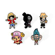6pcs Anime "One Piece" Metal Enamel Brooches, Luffy & Zoro Version Cartoon Character Lapel Pins, Straw Hat Pirates Backpack & Jacket Decoration Collectibles - Multicolor - View 19