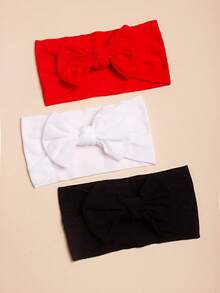 3pcs Candy Colored Soft & Stretchy Nylon Hairbands With Bow For Infants Love Valentine - Multicolor - View 6
