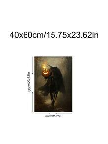 1pc Dark Academia Sleepy Hollow Headless Horseman Poster, Vintage Pumpkin Print, Gothic Halloween Decor, Bedroom Decor, Living Room Decor, Dorm Decor, Wall Art, Wall Decor, Home Decor, Room Decor, Canvas Wall Art, Poster, Framed Wall Art, Optional Frame - Horseman - View 31