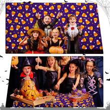 3pcs/1pc Halloween Tablecloth 108x54, Candy Corn Pattern | Disposable Party Tablecloth, Rectangular Waterproof Plastic Tablecloth Decoration, Party Table Protection - Multicolor - View 5