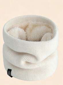 1pc Beige Unisex Autumn/Winter Outdoor Warm Windproof Thermal Lined Thick Fashion Ski Neck Scarf Suitable For Daily Wear - Beige - View 1