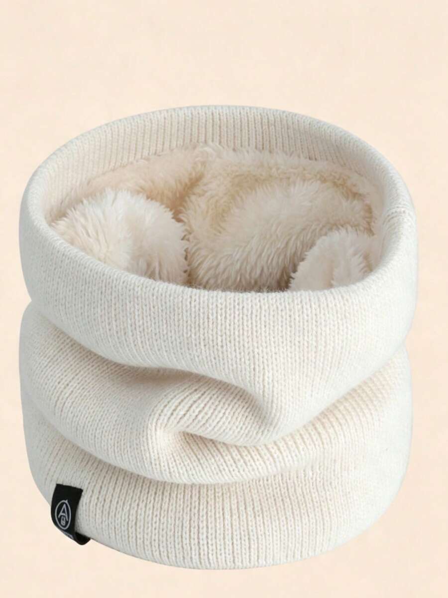 1pc Beige Unisex Autumn/Winter Outdoor Warm Windproof Thermal Lined Thick Fashion Ski Neck Scarf Suitable For Daily Wear - Beige - View 1