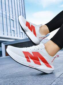 Women's Running Shoes - Breathable With Shock-Absorbing Design, Carbon Plate Suitable For Outdoor Sports, Training, Gym And More, All Season Wear - White and Red - View 7