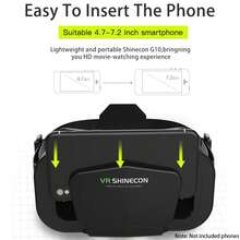 Byson 虛擬實境 VR 頭戴式 3D 眼鏡頭盔 VR 眼鏡，適用於電視、電影與電子遊戲，相容 iOS、Android，支援 4.7-7 吋 - 彩色 - 查看 11