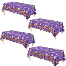1pc/4pcs 54" X 108" Orange & Black Disposable Plastic Tablecloth, Cute Pumpkin & Ghost Design, Suitable For Trick Or Treat Halloween Decoration, Indoor/Outdoor Rectangular Tabletop - Multicolor - View 13